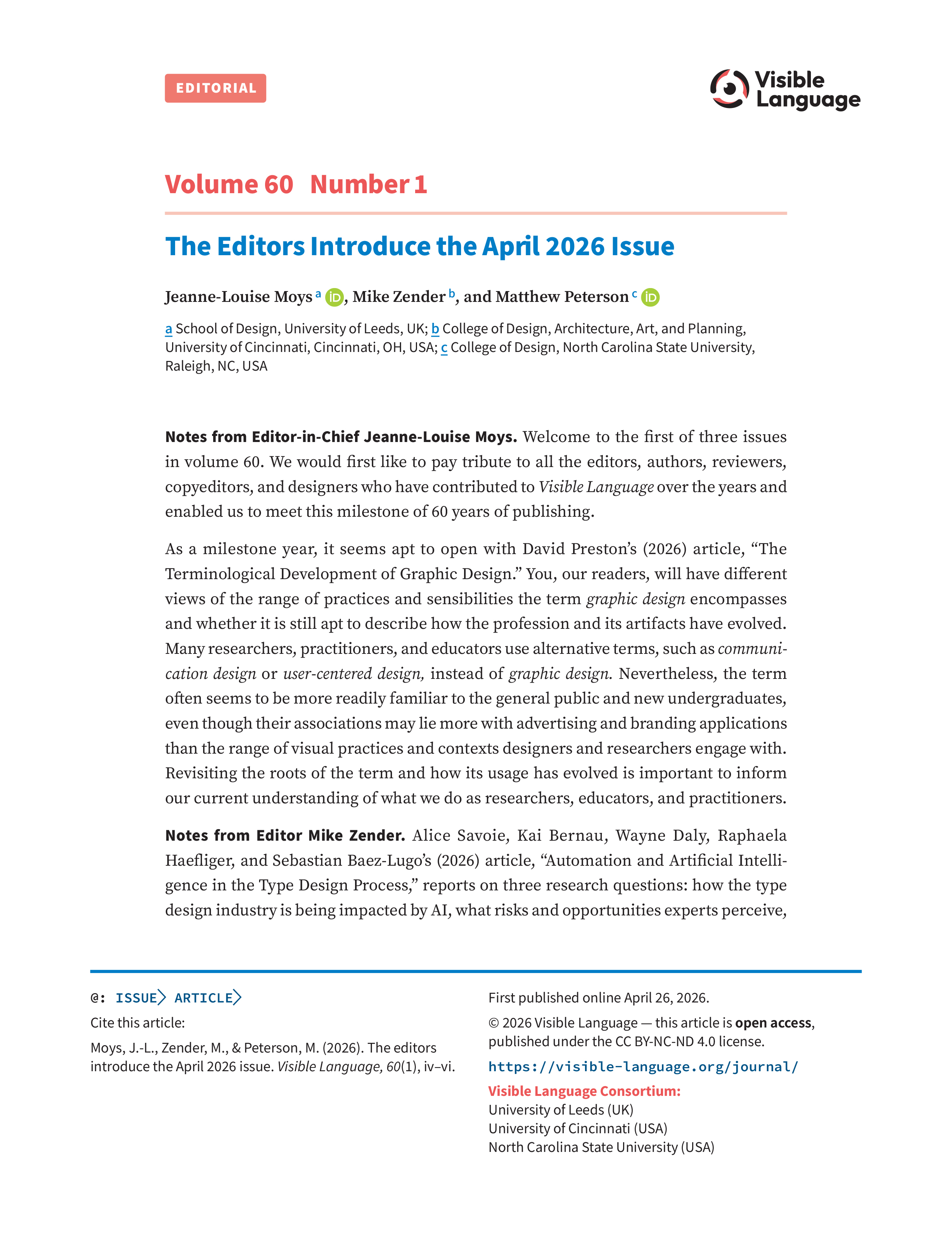 Title page for an article with standard journal typesetting.